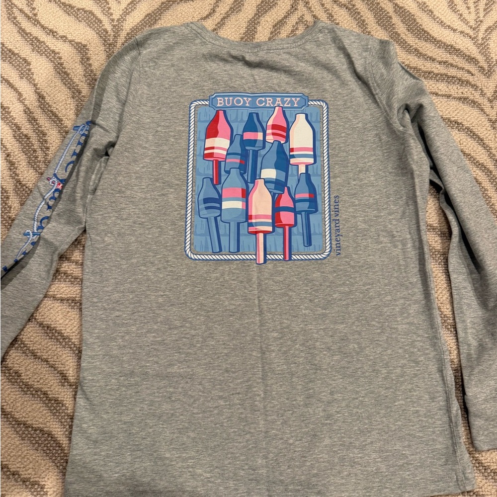 Vineyard Vines Gray Long Sleeve Shirt with Colorful Buoy Design